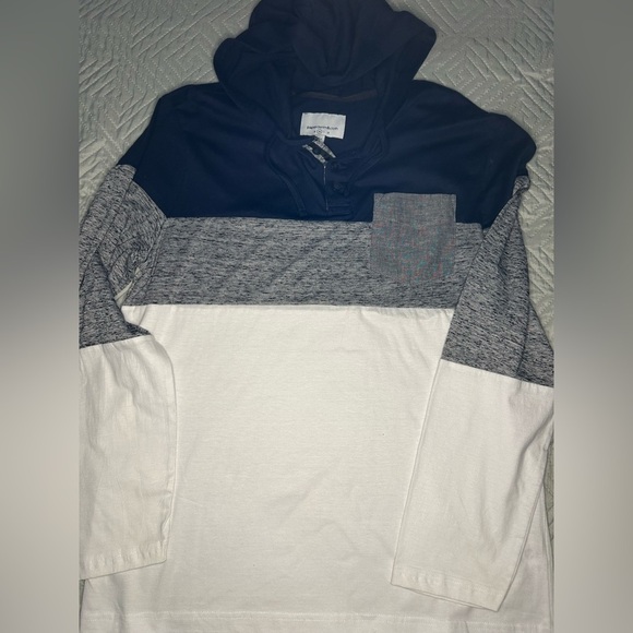 Paperdenim&cloth Men’s Colorblock Hoodie NWT Navy Gray White Size M - Picture 5 of 11